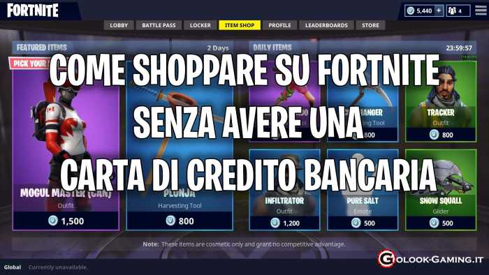 shoppare su fortnite senza carta di credito