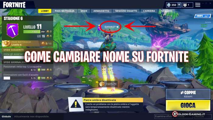 come cambiare nome fortnite