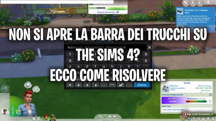 the sims 4 non si apre la barra dei trucchi